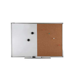 Pizarra Mixta Corcho Y Acrilica 60x40cm Marco Aluminio Torre