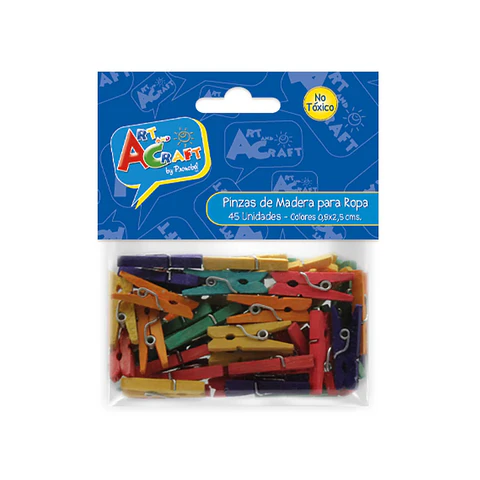 Mini Pinzas, Perros De Madera Color, 45 Unid 0,9x2,5 Cm