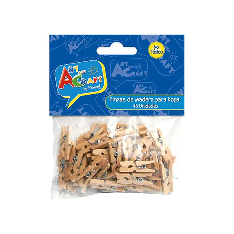 Mini Pinzas, Perros De Madera Natural, 45 Unid 0,9x2,5 Cm