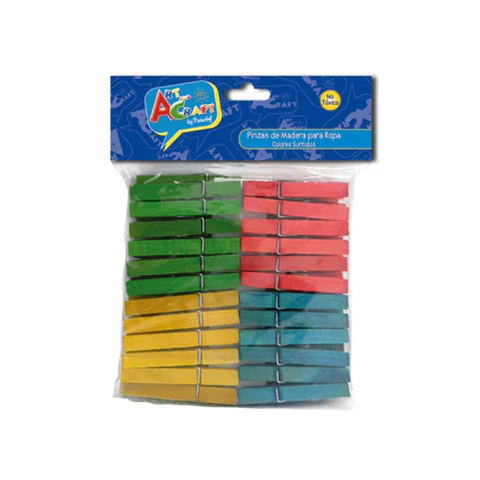 Pinzas Madera Colores Surtidos 48 Unid Art & Craft