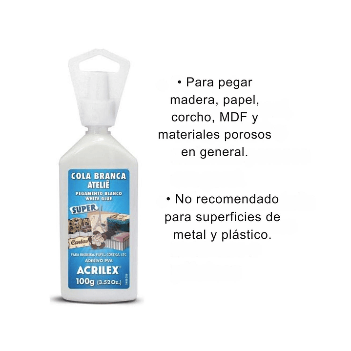 Cola, Pegamento Blanco Atelier Super 100. Acrilex 3