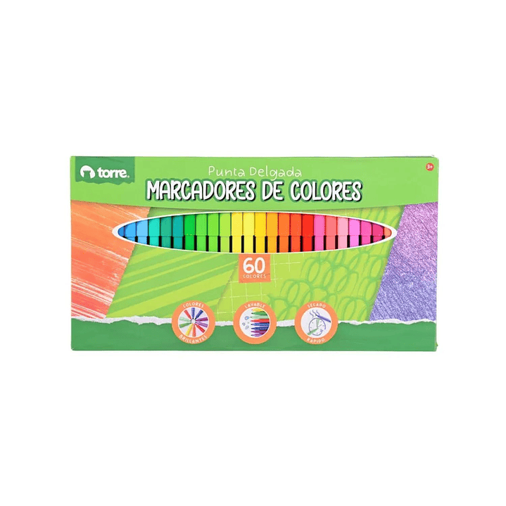 Set Plumones De Dibujo 60 Unid. Marcadores De Colores. Torre 1