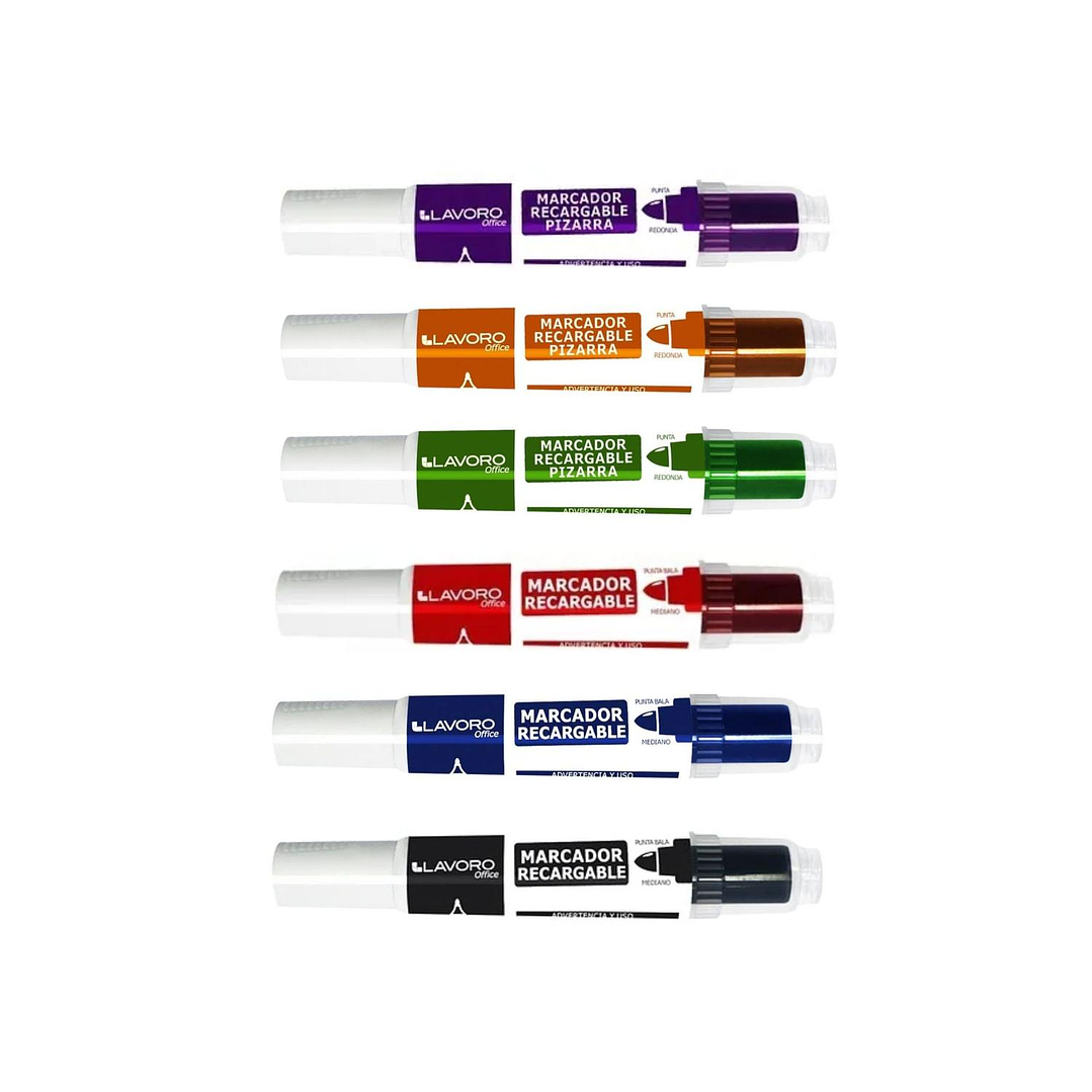 Set Plumones, Marcadores Recargables 6 Unid. Lavoro 2