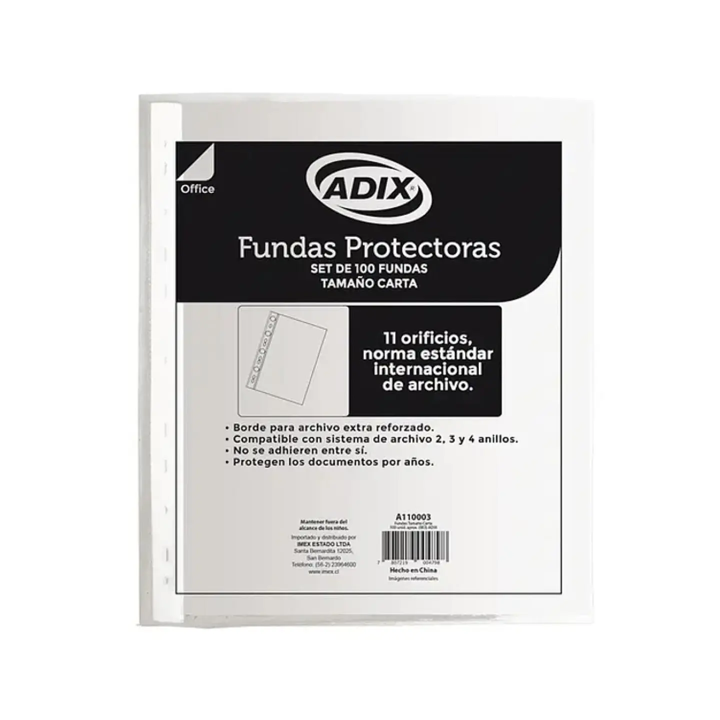 Fundas Protectoras Plasticas Transparente Carta 100 Un Adix 1