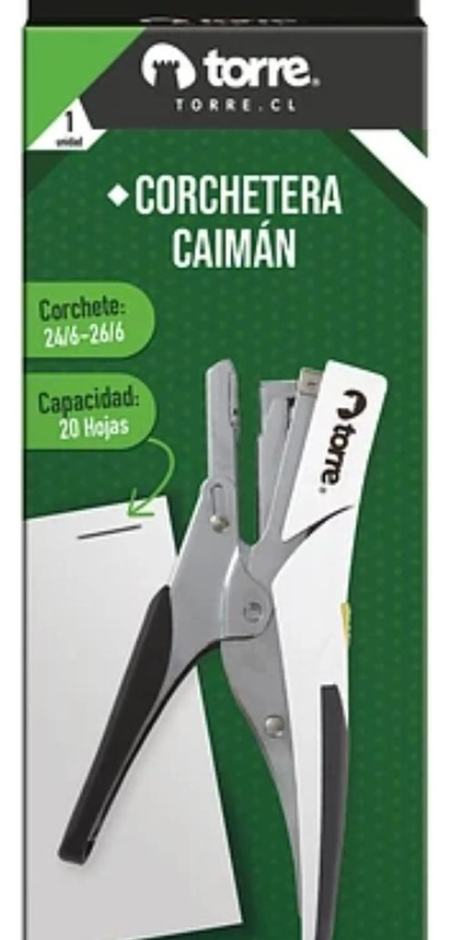 Corchetera Caiman 26/6 20 Hojas. Torre. 1