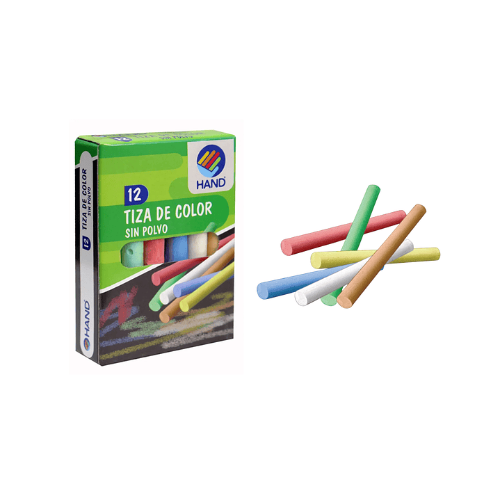 12 Tizas De Colores Sin Polvo 12 Unid. Hand Multicolor 4
