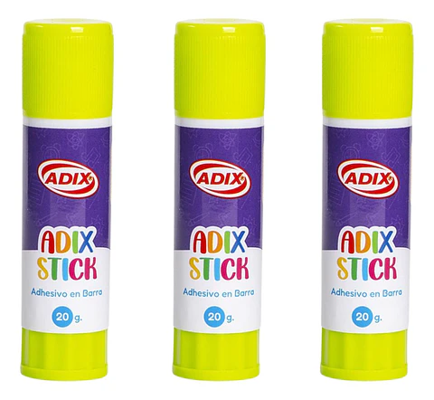 Pegamento, Adhesivo En Barra 20 Gr. 3 Unidades, Adix