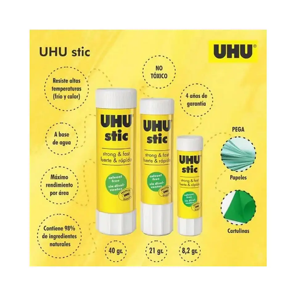 Uhu Stic Pegamento, Adhesivo En Barra 21grs. 3 Unid 4