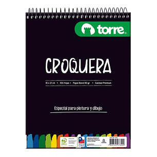 Croquera 16x21 Cms (1/2 Oficio) 100 H Papel Bond 80grs Torre