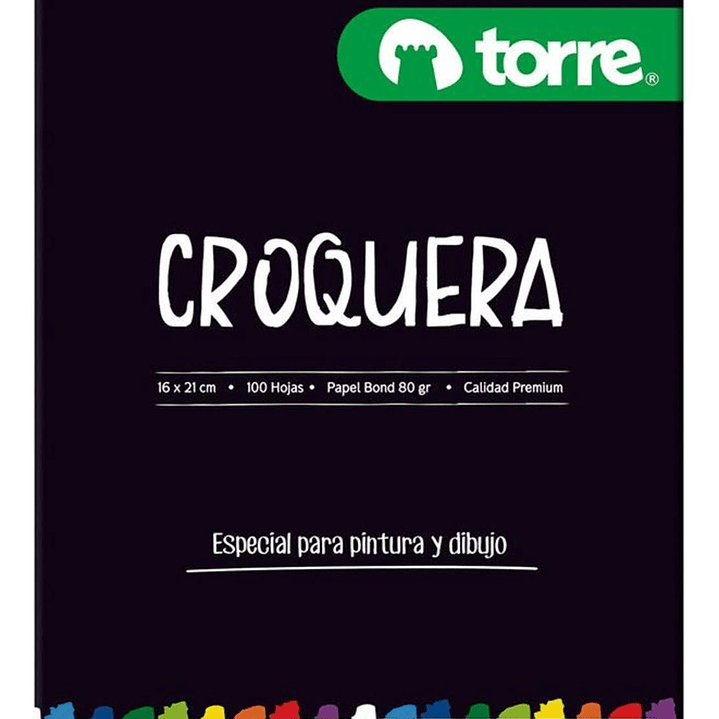 Croquera 16x21 Cms (1/2 Oficio) 100 H Papel Bond 80grs Torre 1