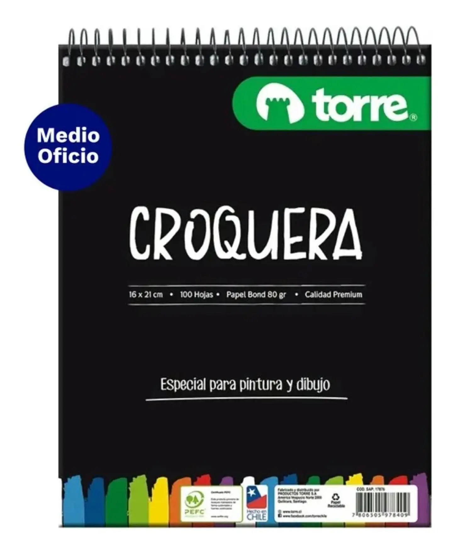 Croquera 16x21 Cms (1/2 Oficio) 100 H Papel Bond 80grs Torre 2