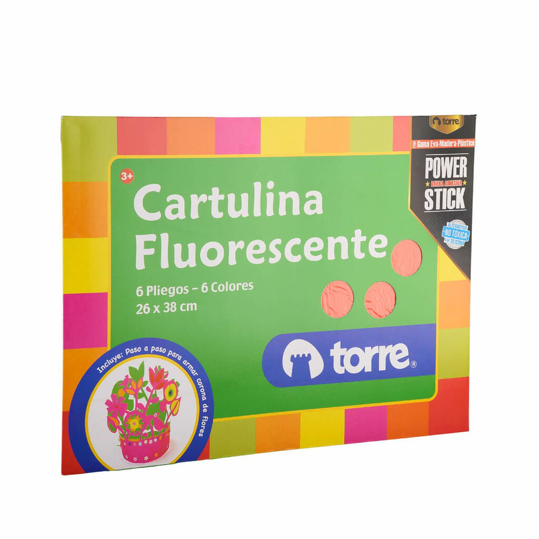 Bolsón Cartulina Flúorescente 6 pliegos - 6 colores. Torre 3