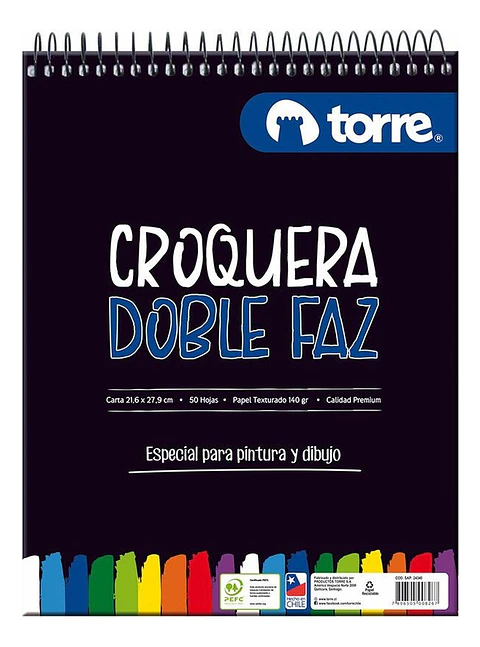 Croquera Doble Faz Carta 21,6x27,9 Cm 50 Hojas. Torre