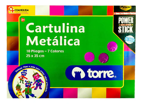 Bolson Cartulina Metalica 7 Colores 10 Pliegos. Torre Imagia