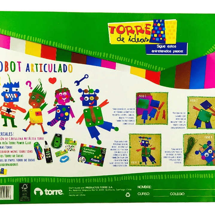 Bolson Cartulina Metalica 7 Colores 10 Pliegos. Torre Imagia 2