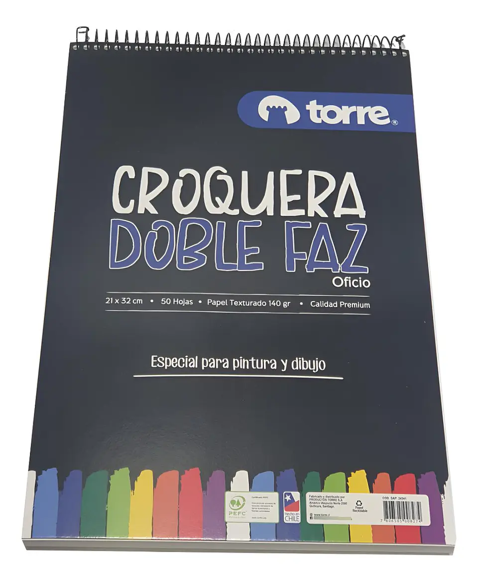 Croquera Doble Faz Oficio 21x32 Cm 50 Hojas. Torre 2