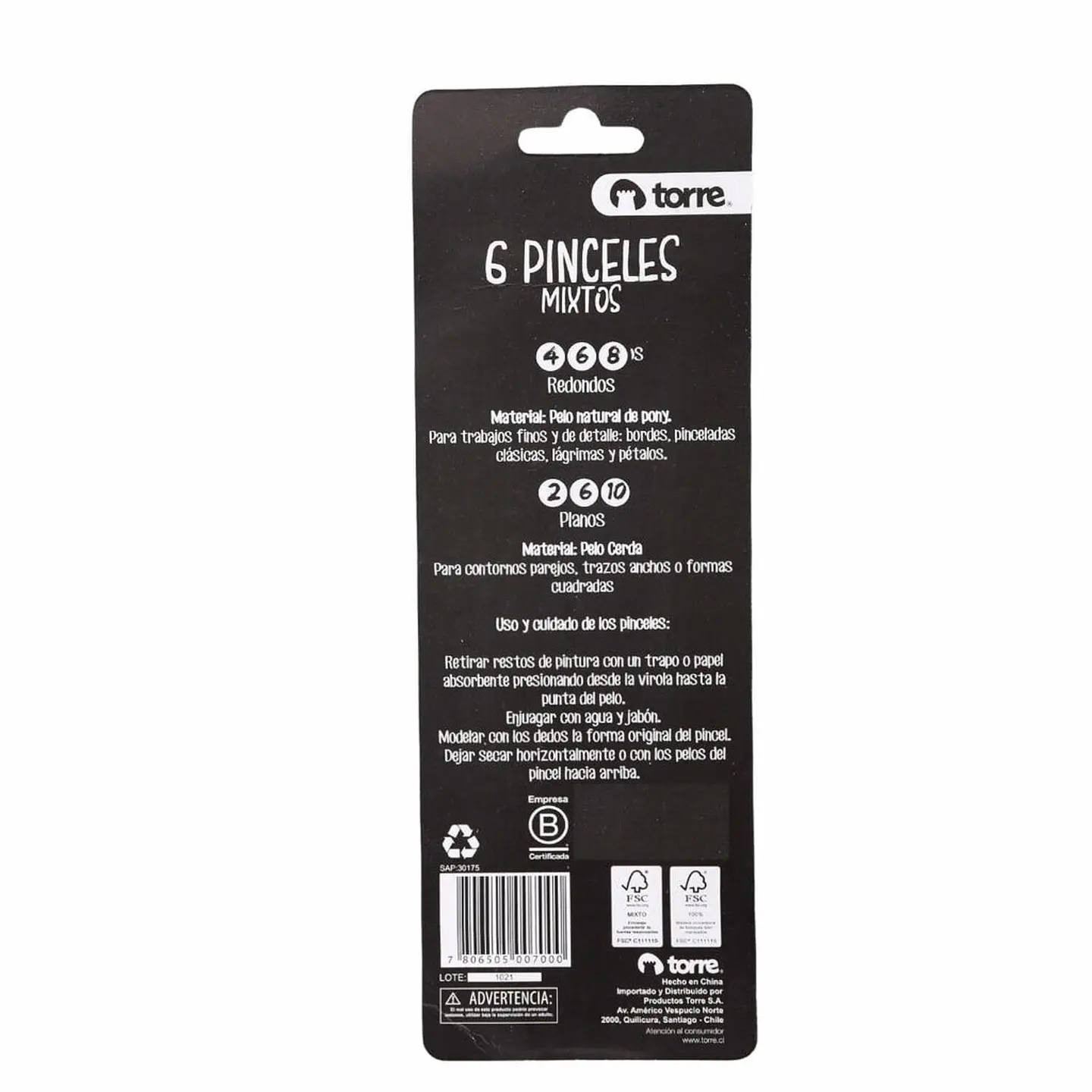 Set Pinceles Mixtos Plano-redondo. 6 Unid. Torre 2