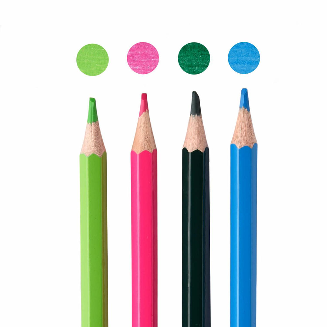 Lápices 12 Colores Hexagonal + 2 Lápices Grafito. Torre 5