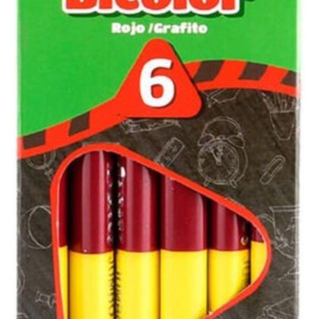 Lápices Bicolor Jumbo Grafito-rojo O Azul-rojo. 6unid. Torre 1