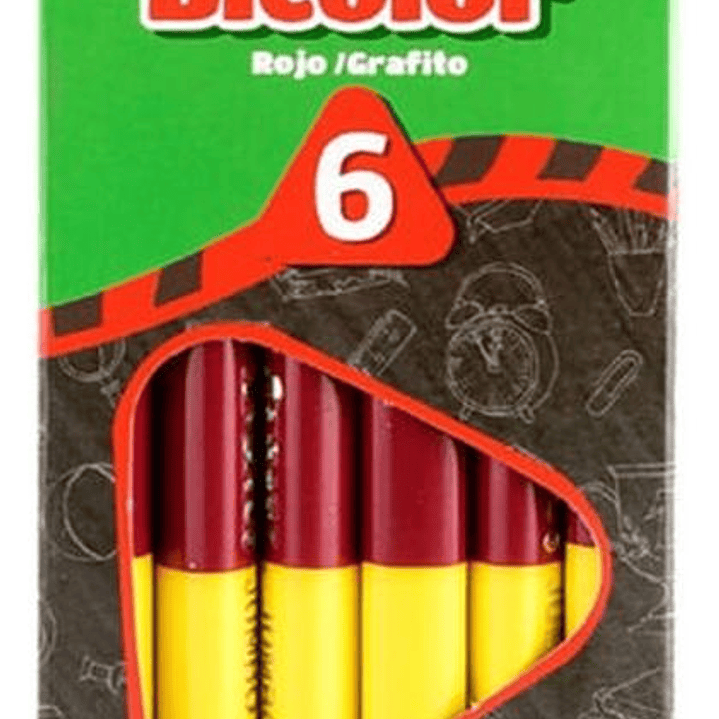 Lápices Bicolor Jumbo Grafito-rojo O Azul-rojo. 6unid. Torre 1