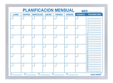 Pizarra Magnética Calendario Planificador Mensual 60x45