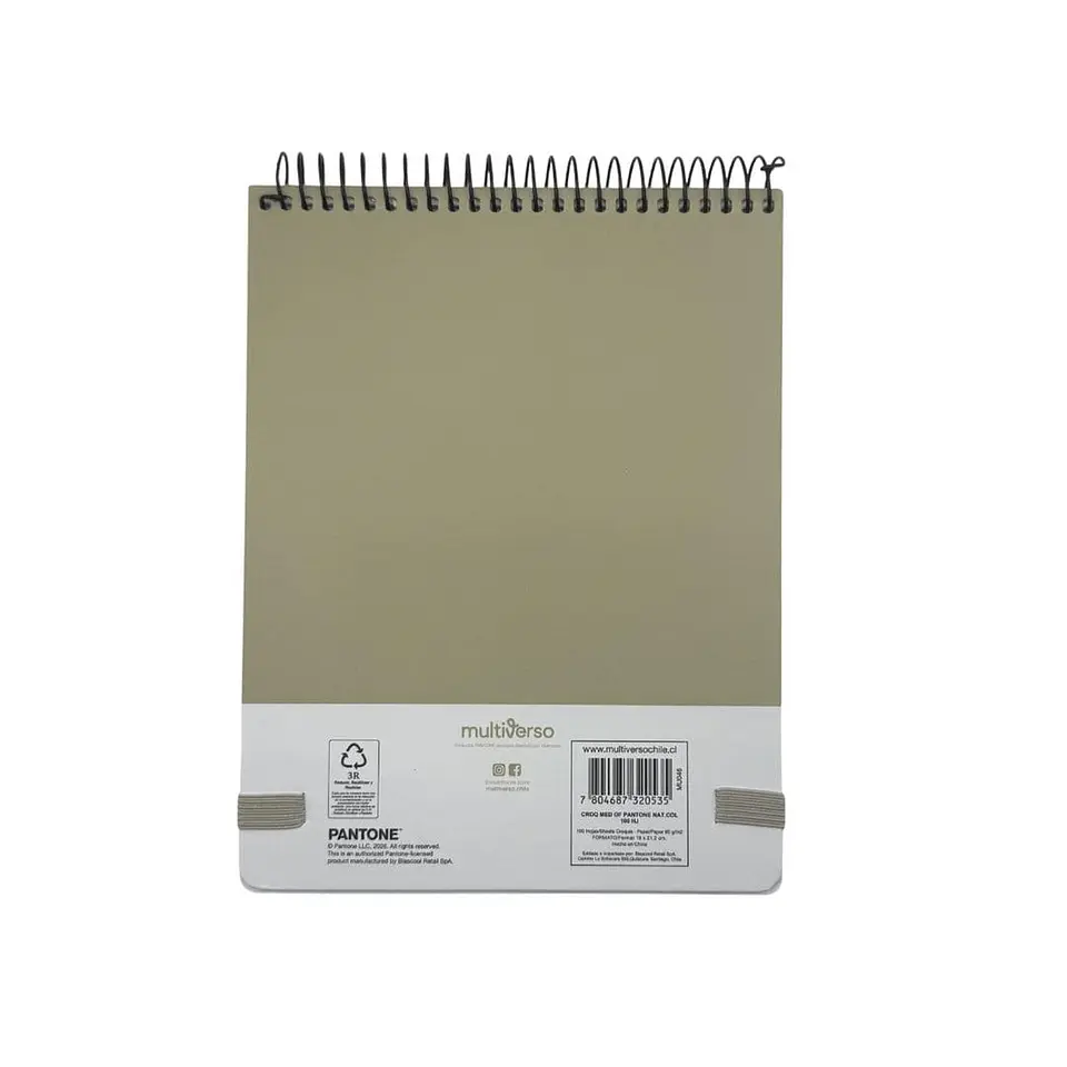 Croquera Pantone Medio Oficio Con Elástico 100 Hojas 80g/m2 8