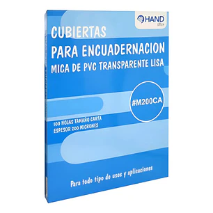 Mica Encuadernar Lisa Carta Natural, 100 Un, 200mic. Hand