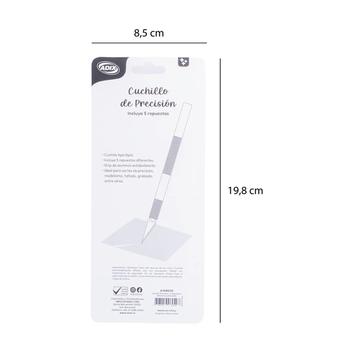 Cuchillo De Precision Tipo Lapiz + 5 Repuestos. Adix 8