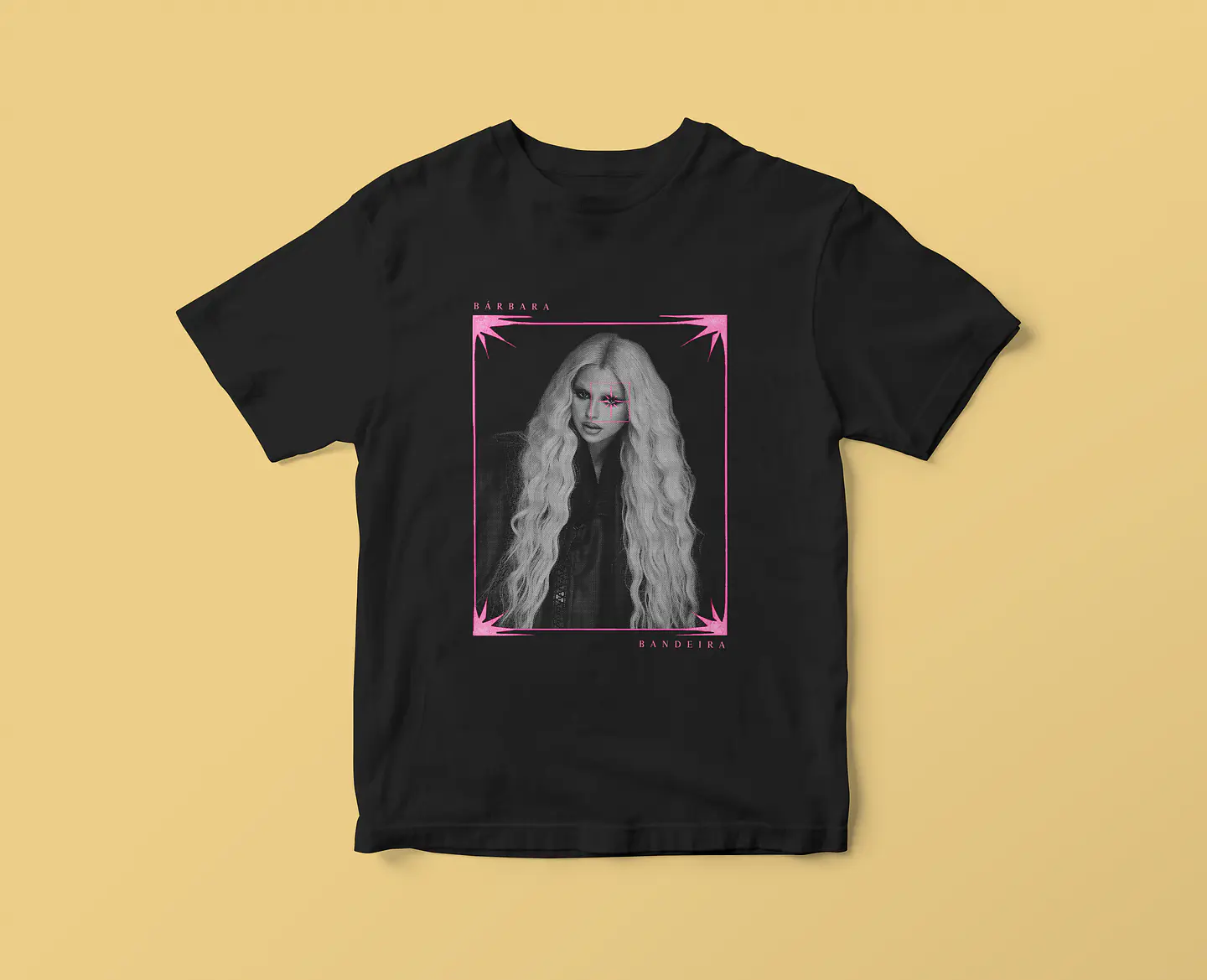 T-shirt Bárbara Bandeira – Rosa Neon Grunge 1