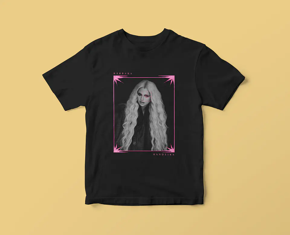 T-shirt Bárbara Bandeira – Rosa Neon Grunge 1
