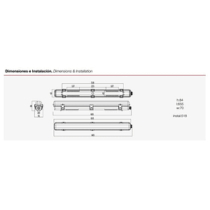 Estanco LED ROBLAN 1xT8 60cm (sin tubo)