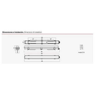 Estanco LED ROBLAN 1xT8 60cm (sin tubo)