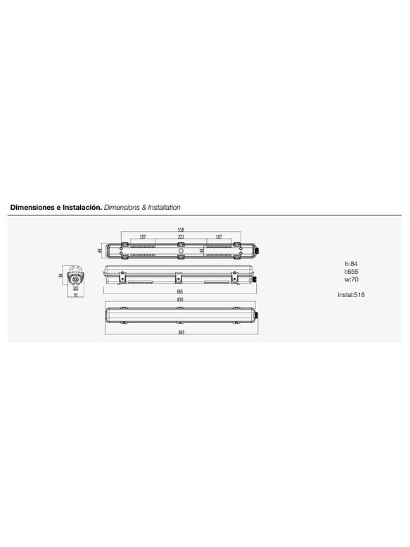 Estanco LED ROBLAN 1xT8 60cm (sin tubo) 2