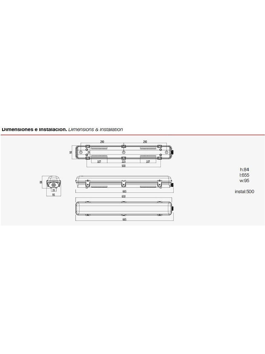 Estanco Roblan LED 2xT8 LED 60cm No incluye tubo 2