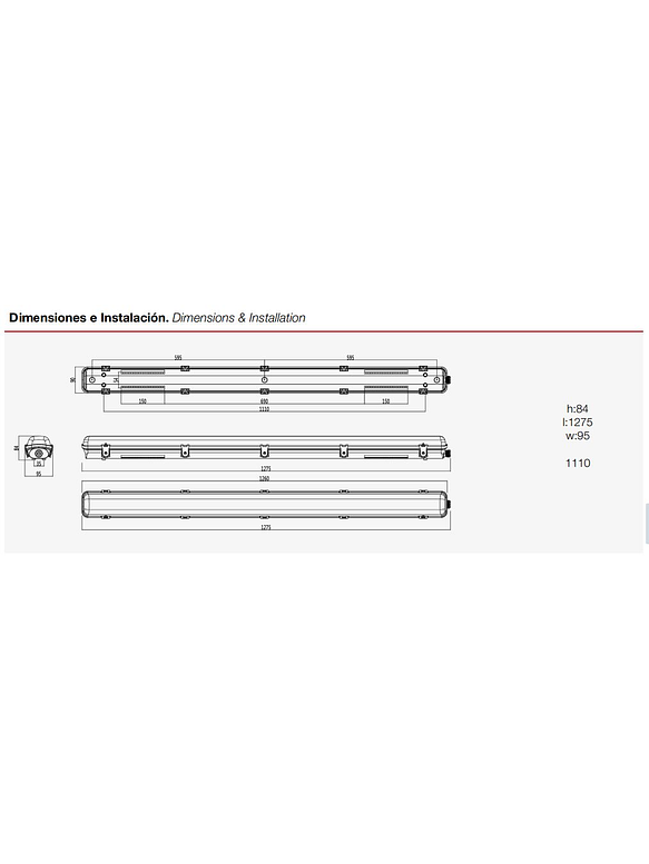 Equipo Estanco LED ROBLAN 2xT8 120cm Sin tubo Incluido 2