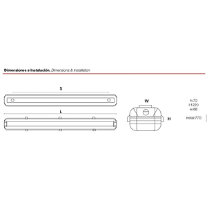 Estanco ROBLAN LED 36W 120cm IP65 Luz Fría 