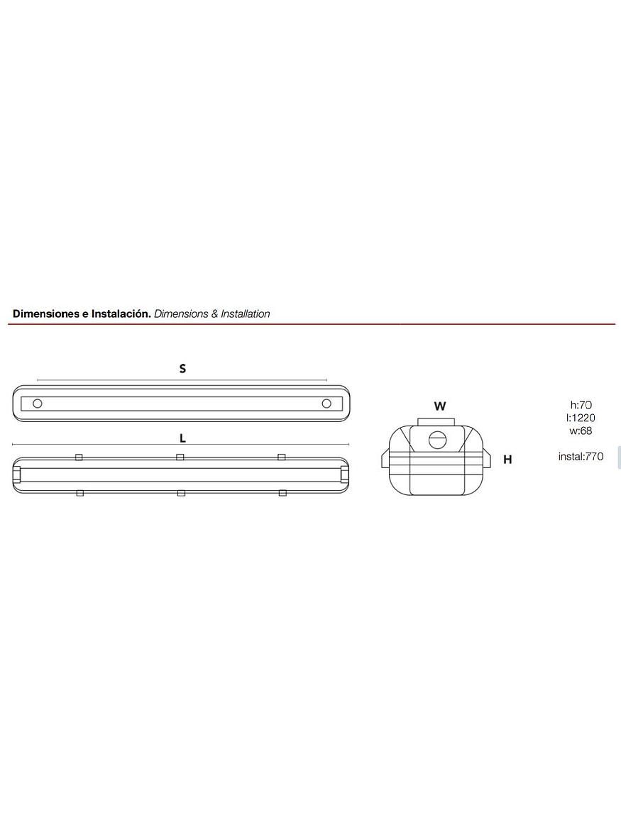 Estanco ROBLAN LED 36W 120cm IP65 Luz Fría  2