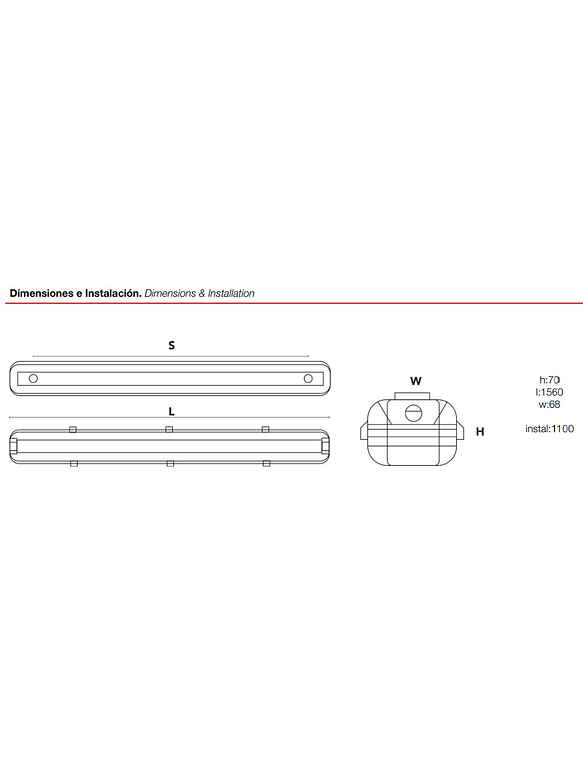 Estanco LED ROBLAN 150cm 48W 6500K IP65  2