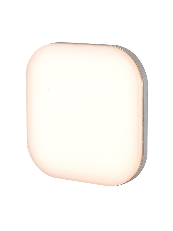 Plafón LED Exterior Cuadrado 11W Luz Cálida IP54 Plata 1