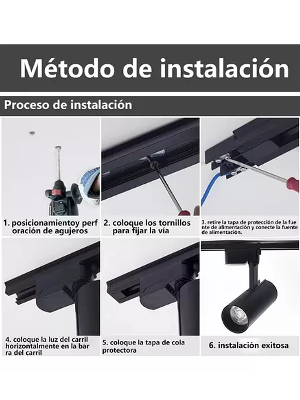 Riel Monofásico LED Negro 1 Metro 220V 4