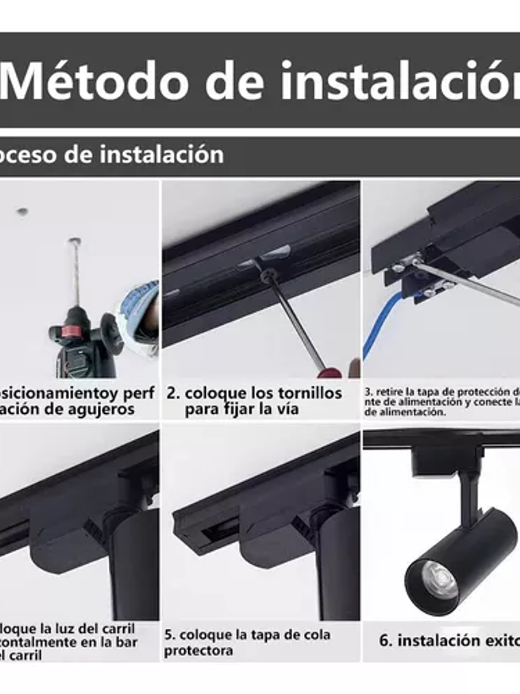 Riel Monofásico 1 metro 220V IP20 Negro 3