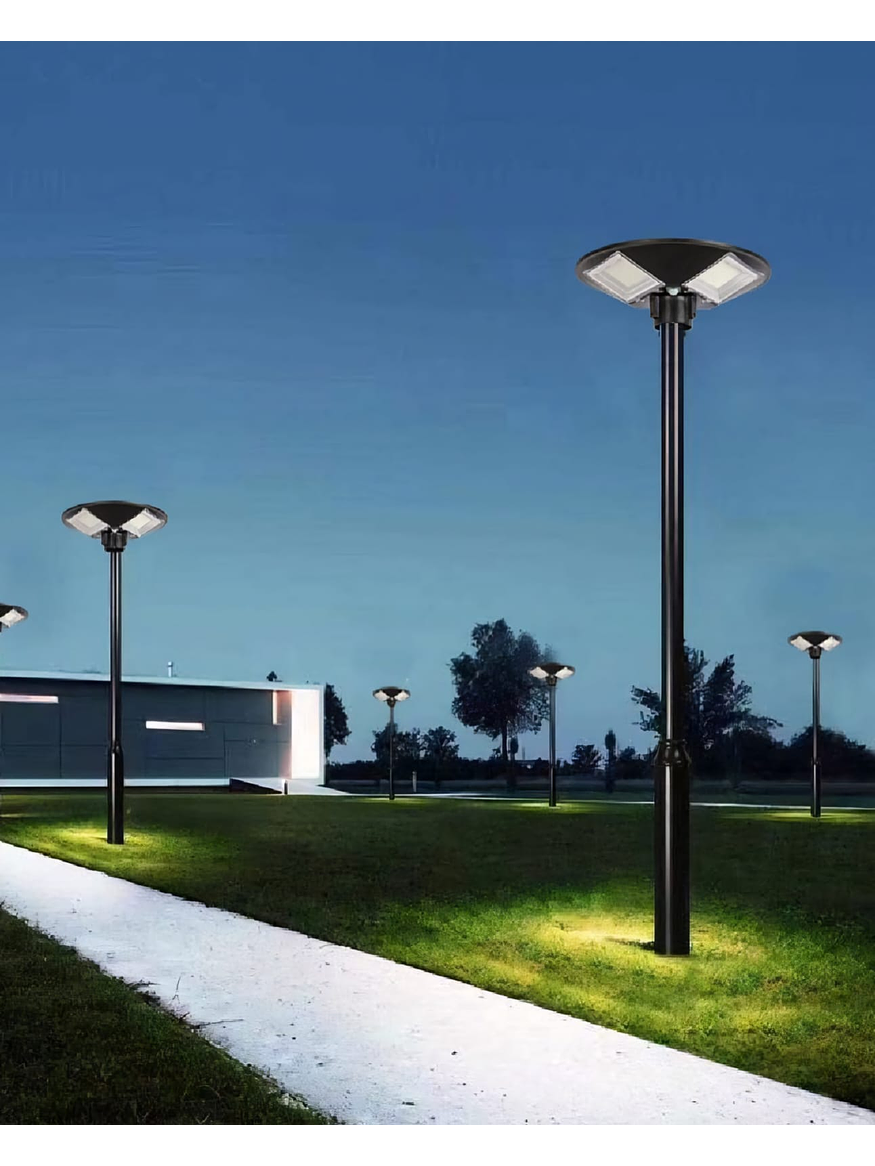 Kit Luminaria Pagoda Solar 150W Luz Fría + Poste Metálico 3 Metros 2