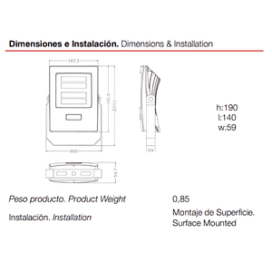 Proyector LED ROBLAN 30W 4100K IP65 Negro