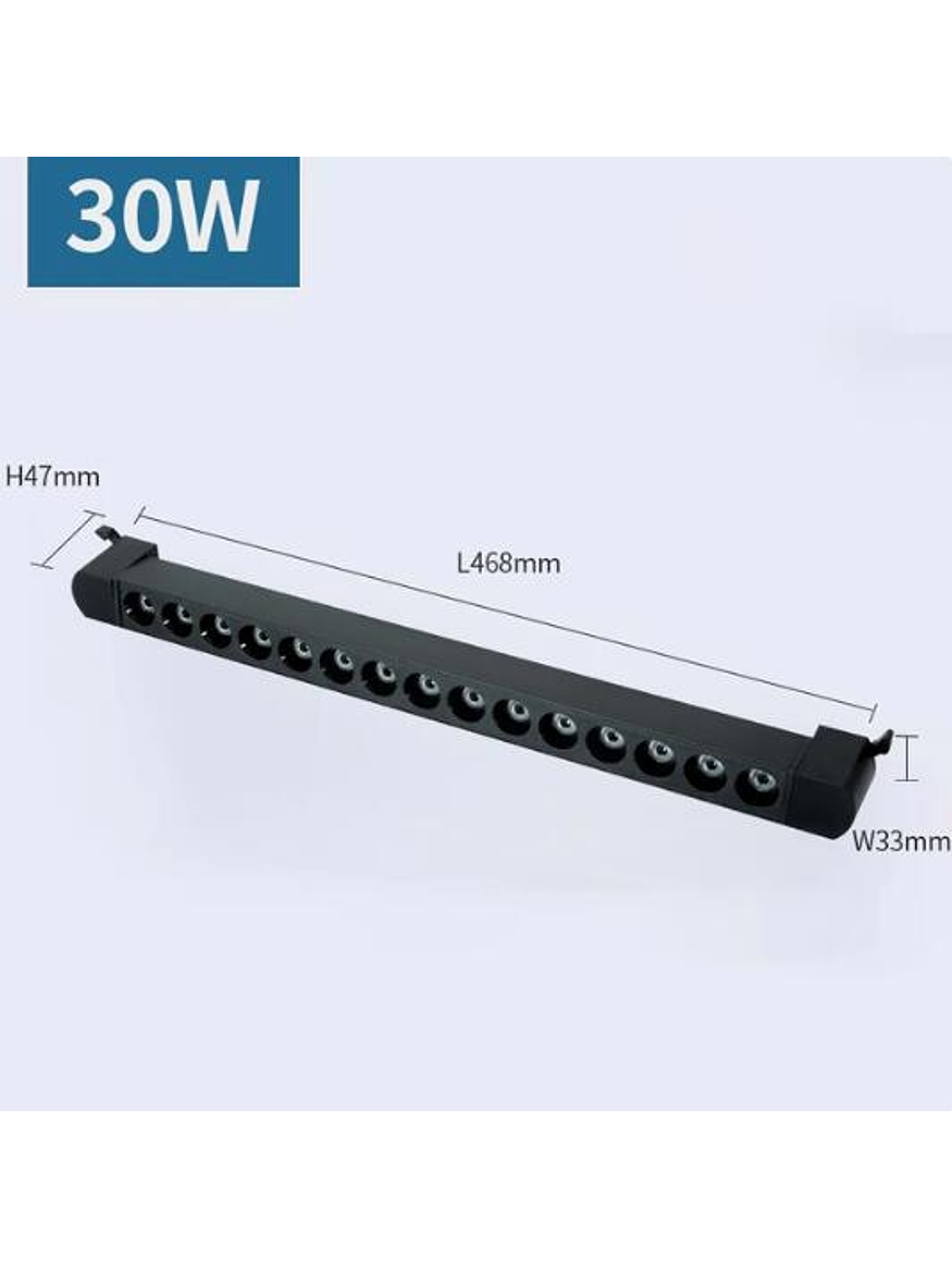 Foco Lineal  Riel Monofásico LED 30W 3000K Luz Cálida Negro  6