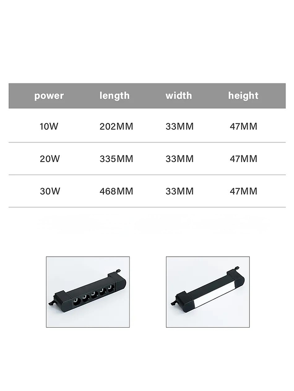 Foco Lineal  Riel Monofásico LED 30W 3000K Luz Cálida Negro  7