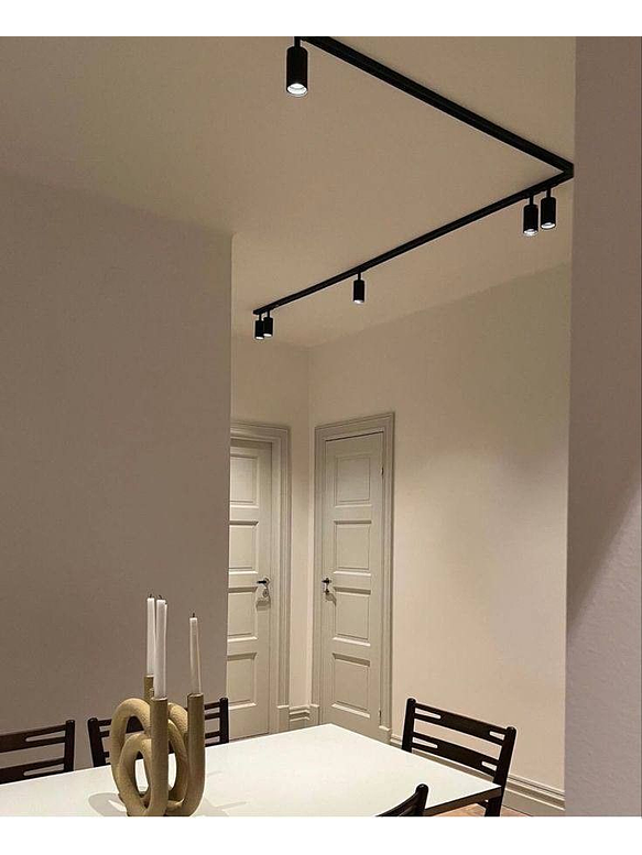 Kit Riel Monofásico Negro 1m 3 Focos GU10 Luz Cálida 6