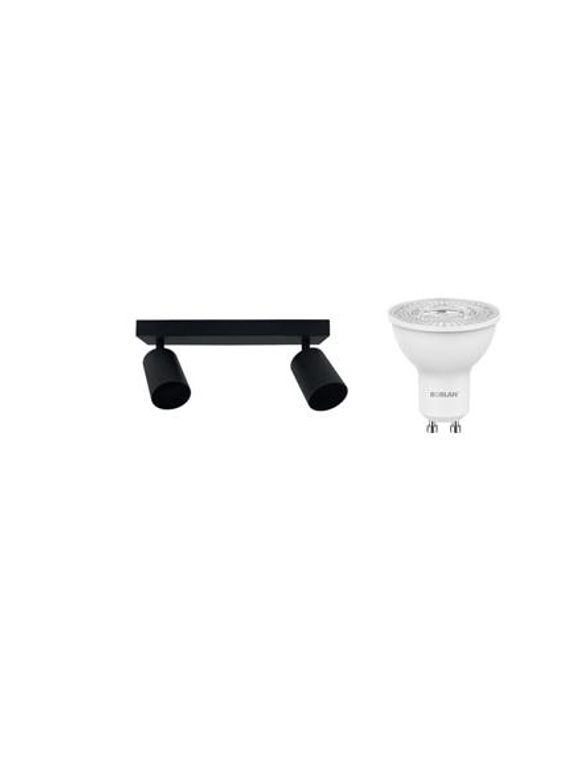 Pack Aplique Doble Cielo/Muro Negro GU10 + 2 Ampolletas 1