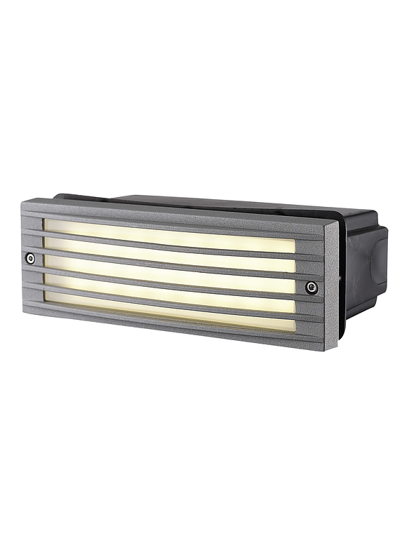 Embutido Muro LED Exterior 4W Luz Cálida IP54 Plata con Rejilla 1
