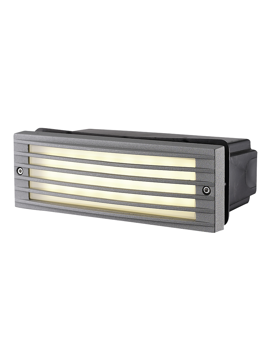 Embutido Muro LED Exterior 4W Luz Cálida IP54 Plata con Rejilla 1