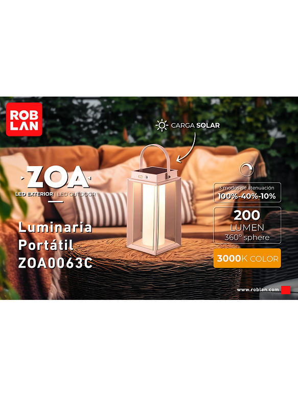 Luminaria ALPH ROBLAN Portátil 15SMD 3000K Blanca con Batería 3